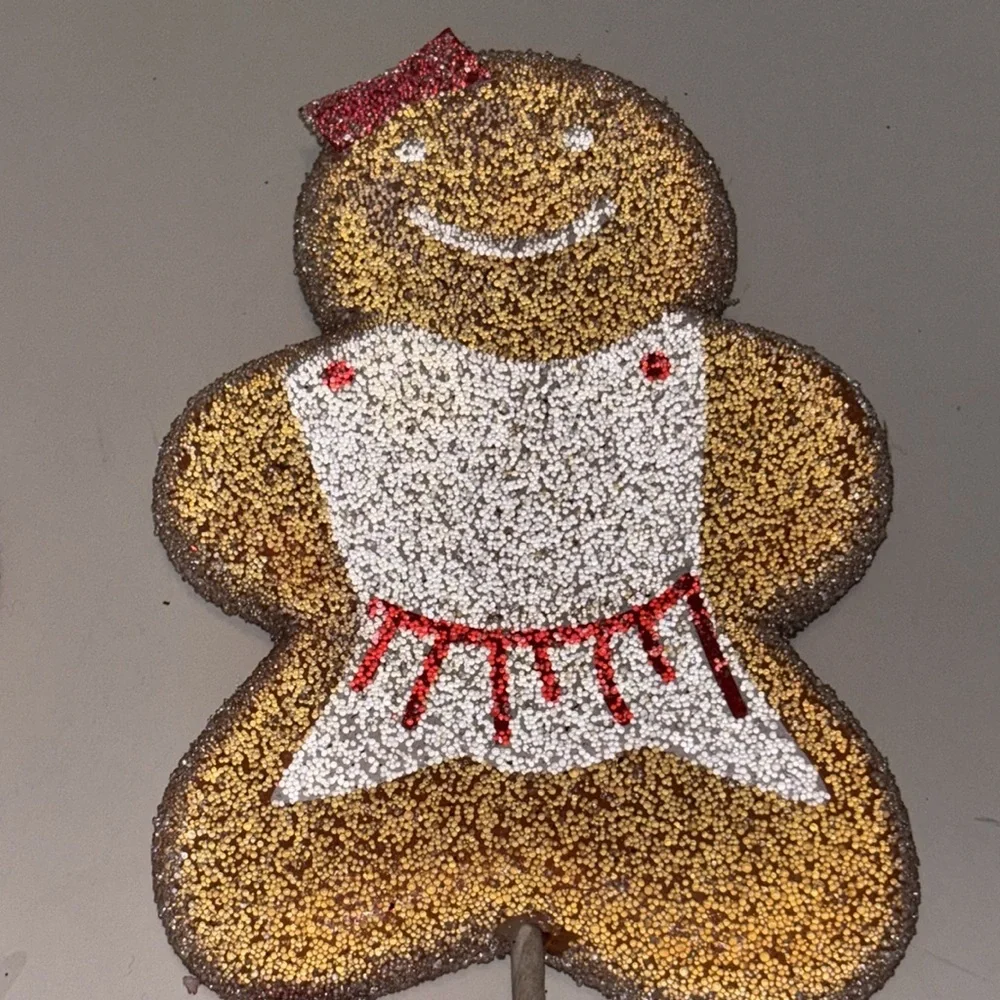 Gingerbread Man Picks Set of 13 Gingerbread Cookie Floral Tree Piks Glittery NWT